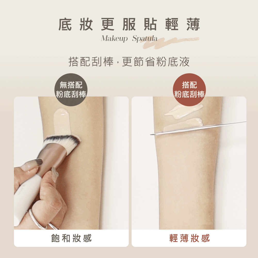 粉底液,氣墊,LSY林三益 底妝勻透組(瑕疵肌)(白),雙斜面粉底刷(白色)粉底刮棒_商品使用圖